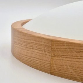 Brilagi-LED plafonieră dimabilă RGBW CARVALHO SLIM, 2x E27/15W/230V, Wi-Fi, stejar, Ø37 cm