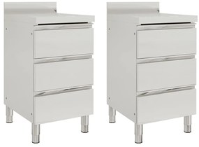 vidaXL Dulapuri de bucătărie comerciale cu 3 sertare, 2 buc., 50x60x96 cm