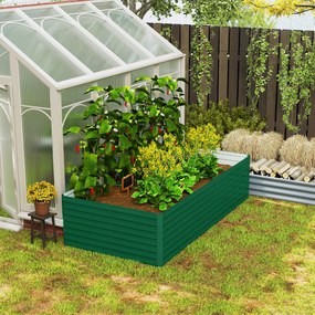 Outsunny Jardinieră ridicată galvanizată dreptunghiulară pentru exterior - fund deschis - 240 x 120 x 60cm, verde | Aosom Romania
