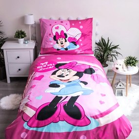 Lenjerie de pat pentru copii din microfibră pentru pat de o persoană 140x200 cm Minnie Sweet Like Me – Jerry Fabrics