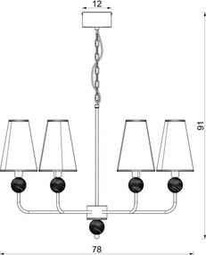 Candelabru GRENADA cu lanț, 8xE14/15W/230V, bej