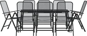 vidaXL Set de masă pentru grădină, 9 piese, plasă metalică antracit