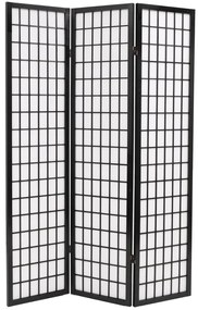 Paravan pliabil cu 3 panouri, 120x170 cm, negru, stil japonez Negru, 3