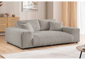 Canapea gri deschis cu tapițerie din catifea reiată 213 cm Justin – Ropez