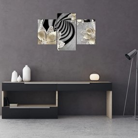 Tablou - 3D Flori aurii (90x60 cm)