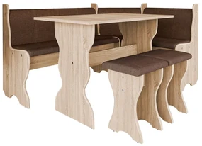 Colțar de bucătărie + măsuță + taburete Sylvan (stejar craft auriu + hugo 100). 1060732