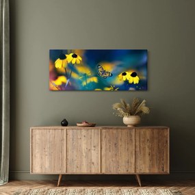 Tablou - Fluture galben și flori (120x50 cm)