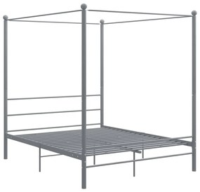 325065 vidaXL Cadru de pat cu baldachin, gri, 160x200 cm, metal