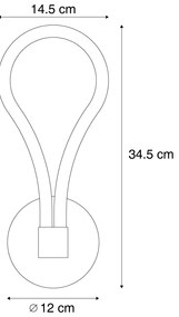 Lampă de perete modernă neagră, incl. LED, cu 3 trepte de intensitate luminoasă - Keri