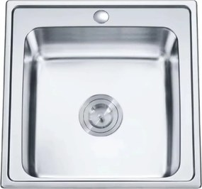 Chiuveta inox Inter Ceramic Tampico cu o cuva fara picurator finisaj inox satinat 50x50 cm