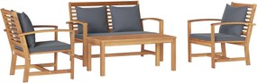 vidaXL Set de canapele pentru grădină 4 pcs natural Lemn solid de tec