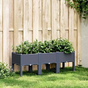 vidaXL Jardinieră de grădină cu picioare, albastru gri, 120x40x42 cm, PP