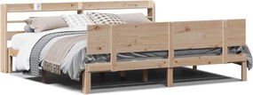 vidaXL Cadru pat cu tăblie 200x200 cm, lemn masiv de pin
