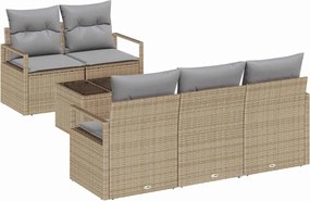 vidaXL Set de canapea 6 pcs Bej și gri poliratan