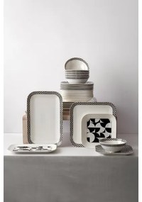 Set veselă 26 piese, porțelan, alb/negru