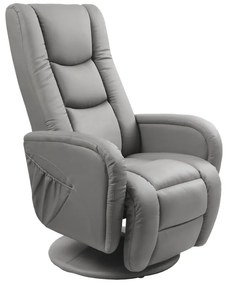 Fotoliu recliner cu functie de masaj Pulsar piele ecologica gri H106 cm