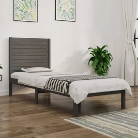 3104570 vidaXL Cadru de pat mic single, gri, 75x190 cm, lemn masiv