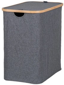 Coș de rufe Noto, bambus, textil, gri închis, 54x33x54 cm