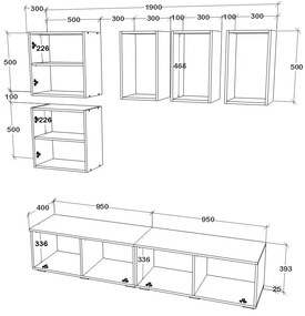 Living haaus V8, Alb/Stejar Artisan, L 190 cm