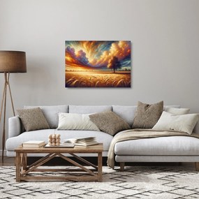 Tablou pe sticlă – Arbore pe câmp (70x50 cm)