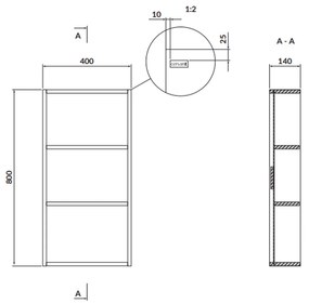 Dulap baie suspendat Cersanit Larga, 2 polite, 40 cm, albastru, montat Albastru, 400 mm