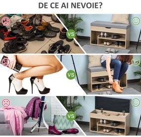 Banca din lemn pentru pantofi, 80x30x48cm HOMCOM | Aosom Romania
