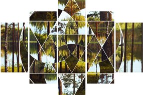 Tablou - Colaj geometric pe fundalul pădurilor nordice (150x105 cm)