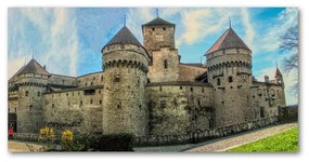 Pictura pe sticlă acrilică Castelul din elveția
