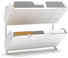 Pat rabatabil suprapus cu somiere incluse - simple bunk (90x200) - alb mat