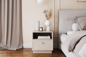 Noptieră Lorini 45 cm cu sertar - cașmir / mâner auriu