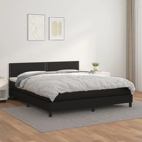 3141077 vidaXL Pat box spring cu saltea, negru, 180x200 cm, piele ecologică