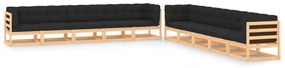 Set mobilier de gradina perne antracit 10 piese lemn masiv pin Maro si negru, 1, Da