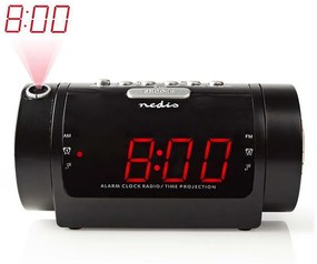 Ceas deșteptător radio cu afișaj LED și proiector 230V Nedis CLAR005BK