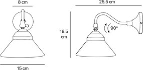 Aplica de perete din alama si sticla design vintage Sofia