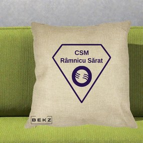 Perna Personalizata CSM Ramnicu Sarat Fotbal, 40x40 cm, Crem, Husa Detasabila, Perna Inclusa, BEKZ®