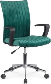 Scaun de birou DORAL, verde inchis/negru/crom, stofa catifelata/metal,
