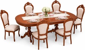 Set lemn masiv Dining Briston 6 Scaune și Masă Extensibilă