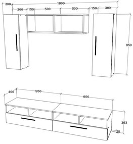 Living haaus V16, Alb/Stejar Artisan, L 190 cm