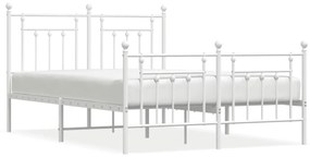 353606 vidaXL Cadru de pat metalic cu tăblie, alb, 150x200 cm