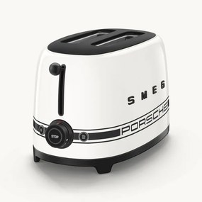 Prăjitor de pâine SMEG 50's Style Porsche TSF01PCWEU, 950 W, 2 felii, 6 niveluri, Tava pentru firimituri, Cablu integrat, Oțel inoxidabil, Alb