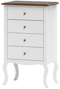 HOMCOM Cămin de Dormitor cu 4 Sertare Design Anti-răsturnare Coteț pentru Sufragerie Hol 60x40x98,5 cm Alb și Stejar | Aosom Romania
