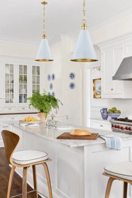 Pendul clasic LUX, Metal, Alama Antic, Soft Blue, FENIMORE