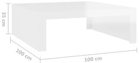 Masuta de cafea, alb extralucios, 100x100x35 cm, PAL 1, Alb foarte lucios