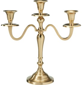 Sfeșnic metalic cu 3 brațe 29x10x30 cm, culoareauriu, decor 1
