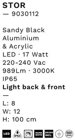 Stalp negru de exterior LED IP65 Stor H-100cm