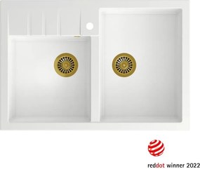 Chiuveta compozit incastrata Quadron Unique Bill 120 alb - auriu 90x62 cm