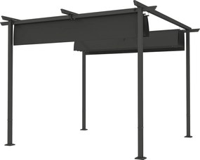 Outsunny Pergolă de grădină 3 x 3 m cu acoperiș reglabil, cadru metalic, protecție UPF30+, acoperiș pentru verandă, terasă, Gri închis | Aosom Romania