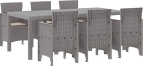 vidaXL Set de masă pentru grădină 7 pcs Gri deschis Polipropilenă