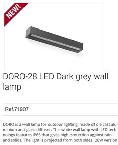 Aplica LED de exterior ambientala design modern IP65 DORO-28 gri inchis