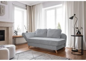 Șezlong gri deschis cu tapițerie din catifea reiată (cu colț pe partea stângă) Chic Charlotte – Miuform